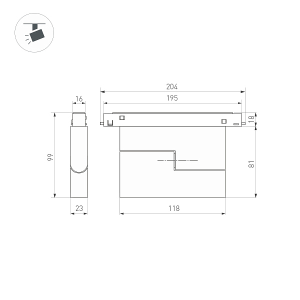 Светильник MAG-ORIENT-FLAT-FOLD-S195-6W Day4000 (BK, 80 deg, 48V) (Arlight, IP20 Металл, 5 лет)