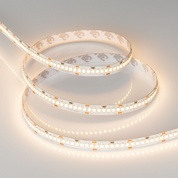 Светодиодная лента RT-A252-10mm 24V Warm3000 (11 W/m, IP20, 2835, 5m) (Arlight, Открытый) Lednikoff