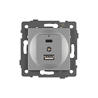 Механизм USB розетки SCT-MUAC-PL-GR-V (5V, 3A, QC4) (Arlight, -) Lednikoff