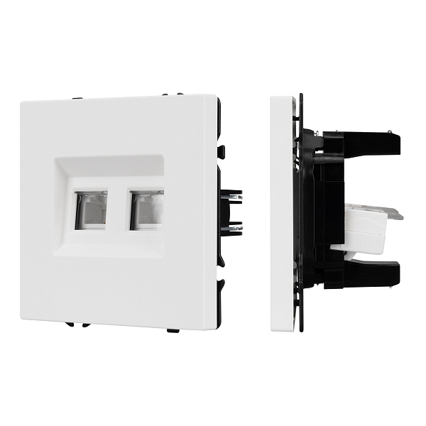 Механизм сдвоенной телефонной розетки SCT-NOBE-MTL2-SFPL-WH (RJ-11, 4C) (Arlight, Белый кварц) Lednikoff
