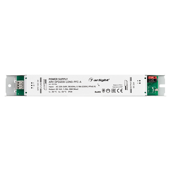 Блок питания ARV-SP24030-LONG-PFC-A (24V, 1.25A, 30W) (Arlight, IP20 Металл, 5 лет) Lednikoff