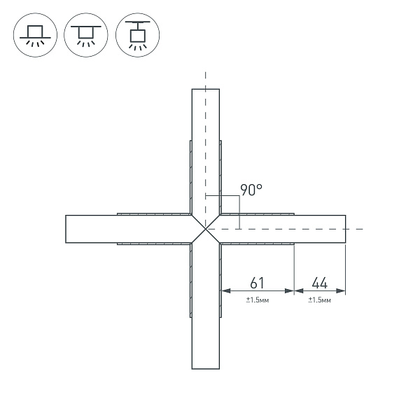 Крестовина PLS-LOCK-H25-Х90 (с экраном MAT-L) (Arlight, Металл) Lednikoff
