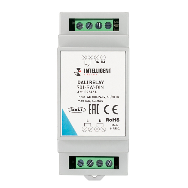 INTELLIGENT ARLIGHT Релейный модуль DALI-701-SW-DIN (BUS, 16A) (IARL, DIN-рейка) Lednikoff