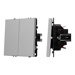 Механизм звонкового выключателя двухклавишный SWT-NOBE-MKR2-SFPL-IS (230V, 10A) (Arlight, Никель)