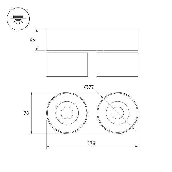 Светильник SP-PLURIO-SURFACE-RS179x78-18W Day4000 (BK-BRS, 36 deg, 230V) (Arlight, IP20 Металл, 3 года) Lednikoff