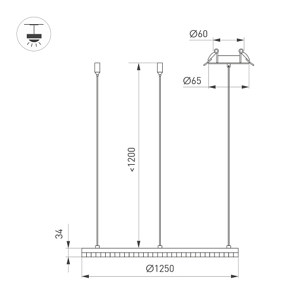 Светильник SP-DIAMOND-R1250-80W Warm3000 (WH, 45 deg, 230V, TRIAC) (Arlight, IP20 Металл, 5 лет) Lednikoff