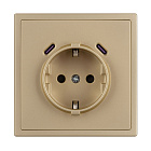 ARL NOBE Розетка зк со шторками с USB тип C+С софт-тач золотой песок SCT-MUCC-SFPL-GD (250V, 16A) (Arlight, -) Lednikoff