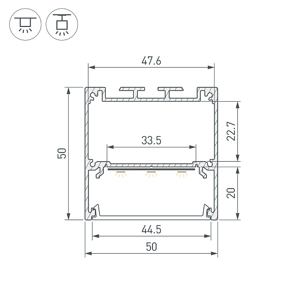 Профиль SL-LINE-5050-3000 BLACK с рефлектором (Arlight, Алюминий) Lednikoff