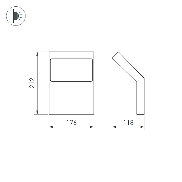Светильник LGD-ECRAN-WALL-9W Warm3000 (GR, 108 deg, 230V) (Arlight, IP65 Металл, 3 года) Lednikoff