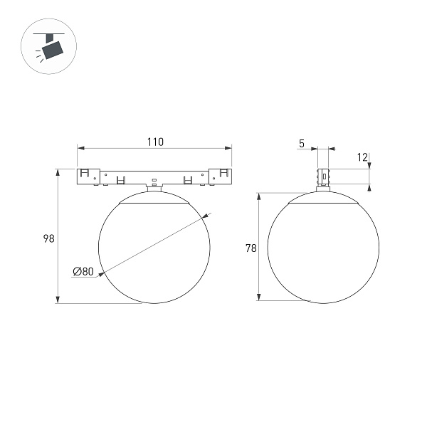 Светильник MAG-MICROCOSM-SFERO-R80-7W Day4000 (BK, 230 deg, 24V) (Arlight, IP20 Металл, 5 лет)