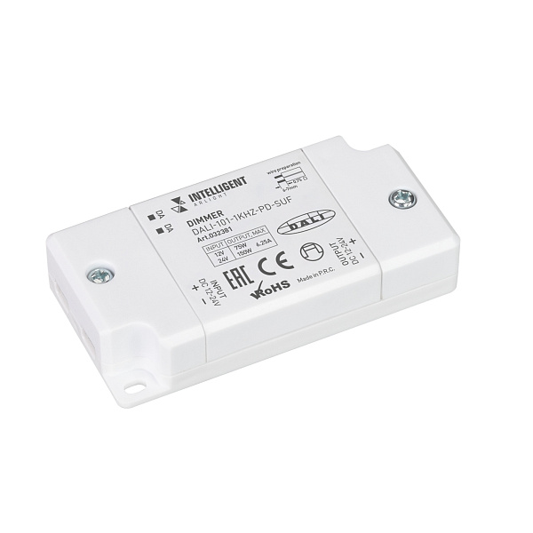 INTELLIGENT ARLIGHT Диммер DALI-101-1kHz-PD-SUF (12-24V, 1х6.25А) (IARL, IP20 Пластик, 5 лет) Lednikoff