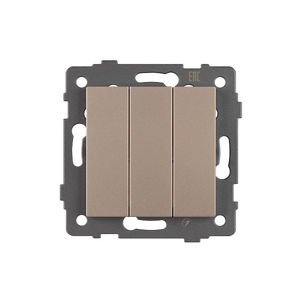 Механизм выключателя трехклавишный непроходной SWT-MK03-PL-GD-V (250V, 10A) (Arlight, -) Lednikoff