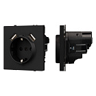 ARL NOBE Розетка зк со шторками с USB тип А+А софт-тач черный оникс SCT-MUAA-SFPL-BK (250V, 16A) (Arlight, -) Lednikoff