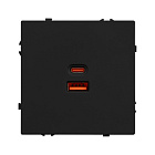 Механизм розетки с быстрой USB зарядкой SCT-NOBE-MUAC-SFPL-FC-BK (65W, QC3) (Arlight, Черный оникс) Lednikoff