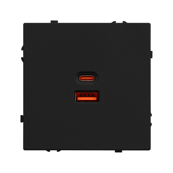 Механизм розетки с быстрой USB зарядкой SCT-NOBE-MUAC-SFPL-FC-BK (65W, QC3) (Arlight, Черный оникс) Lednikoff