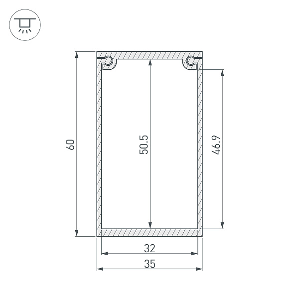 Потолочный короб для блока питания SL-BOX-480 (Arlight, Алюминий) Lednikoff
