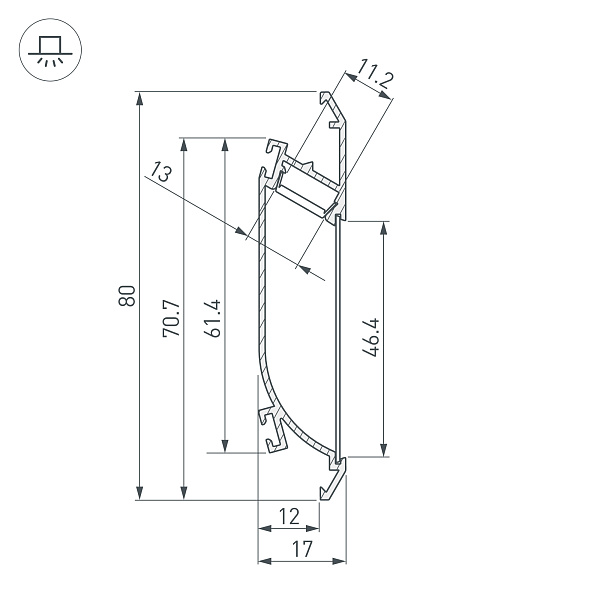 Профиль K-WALL-2000 ANOD (Arlight, Алюминий) Lednikoff