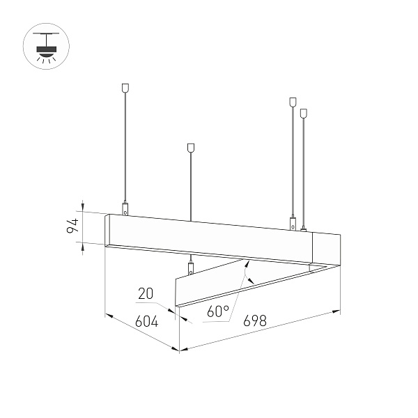 Светильник ALT-LINEAIR-ANGLE-60-FLAT-UPDOWN-DIM-700x605-55W Day4000 (BK, 100 deg, 230V) (Arlight, IP20 Металл, 3 года)