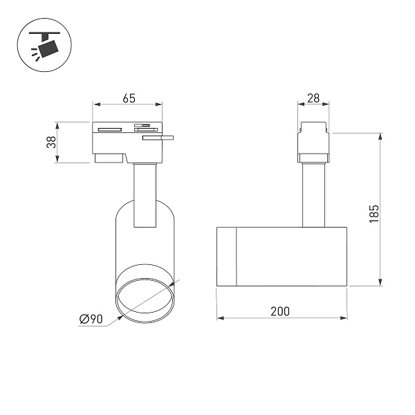 Светильник LGD-GERA-2TR-R90-30W Warm3000 (BK, 24 deg, 230V) (Arlight, IP20 Металл, 5 лет)