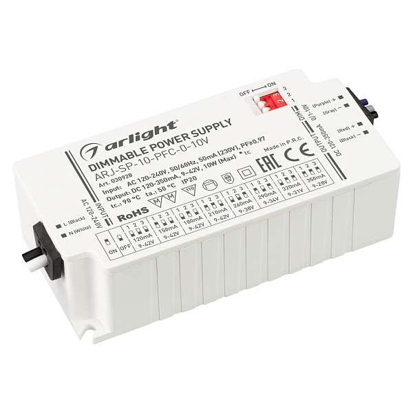 Блок питания ARJ-SP-10-PFC-0-10V (10W, 120-350mA) (Arlight, IP20 Пластик, 5 лет) Lednikoff