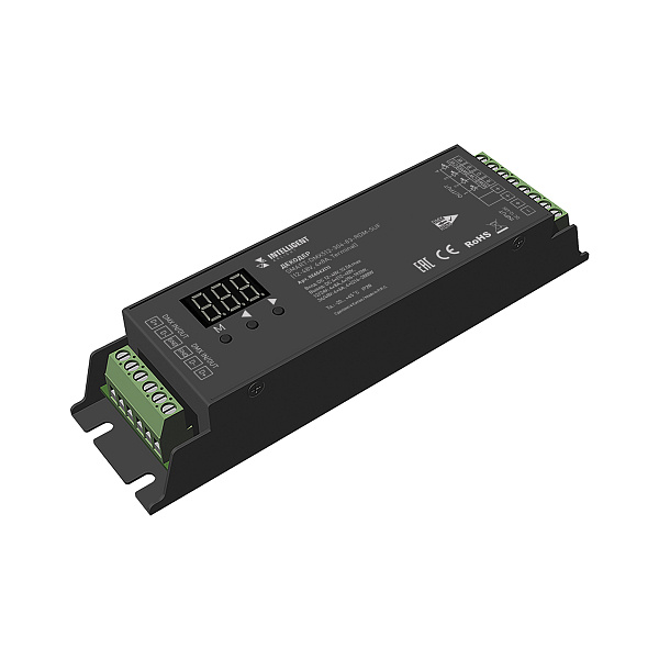 INTELLIGENT ARLIGHT Декодер SMART-DMX512-304-83-RDM-SUF Black (12-48V, 4x8A, Terminal) (IARL, IP20 Металл, 5 лет) Lednikoff