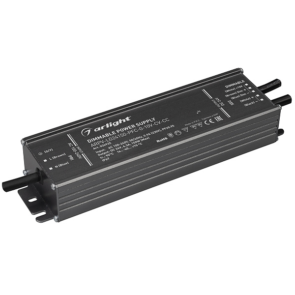 Блок питания ARPV-LG24150-PFC-0-10V-CV-CC (24V, 6.3A, 150W) (Arlight, IP67 Металл, 5 лет) Lednikoff