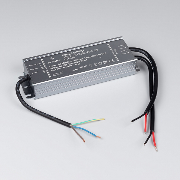 Блок питания ARPV-LG12300-PFC-S2 (12V, 25.0A, 300W) (Arlight, IP67 Металл, 5 лет) Lednikoff