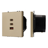 ARL NOBE USB Розетка тип А+С+С софт-тач золотой песок SCT-MUACC-SFPL-FC-GD (65W, QC3) (Arlight, -)