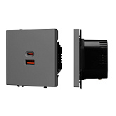 ARL NOBE USB Розетка тип A+C софт-тач серый базальт SCT-MUAC-SFPL-FC-GR (65W, QC3) (Arlight, -)