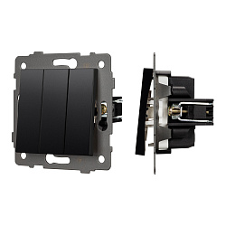 Механизм выключателя трехклавишный непроходной SWT-MK03-PL-BK-V (250V, 10A) (Arlight, -)