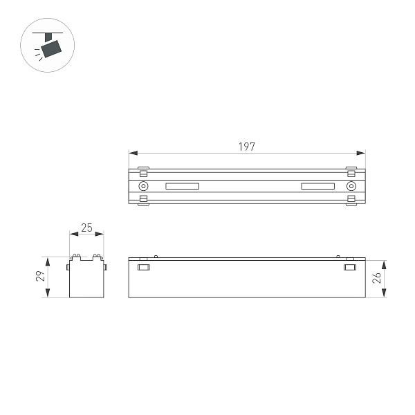 Светильник MAG-VIBE-LASER-L197-12W Warm3000 (BK, 24 deg, 48V) (Arlight, IP20 Металл, 5 лет) Lednikoff