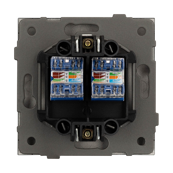 Механизм компьютерной розетки двойной SCT-TENDO-MPC2-PL-GR (RJ-45, CAT6) (Arlight, Графитовый) Lednikoff