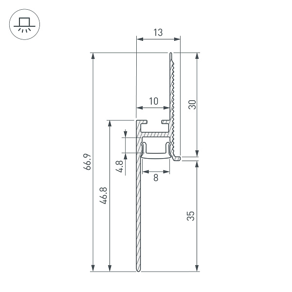 Профиль PLINTUS-FANTOM-BENT-H35-SIDE-2000 WHITE (Arlight, Алюминий) Lednikoff