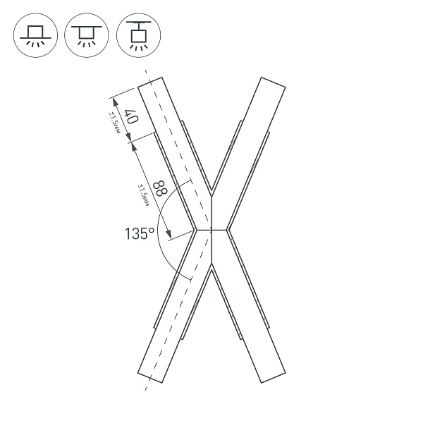 Крестовина PLS-LOCK-H25-Х135 (с экраном MAT-L) (Arlight, Металл) Lednikoff
