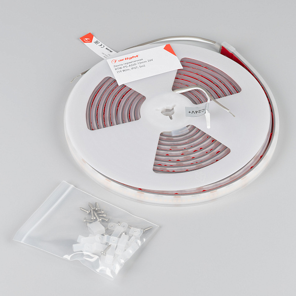 Светодиодная лента герметичная RTW-PS-A240-12mm 24V Warm3500 (19 W/m, IP67, 5m) (Arlight, CRI>90) Lednikoff