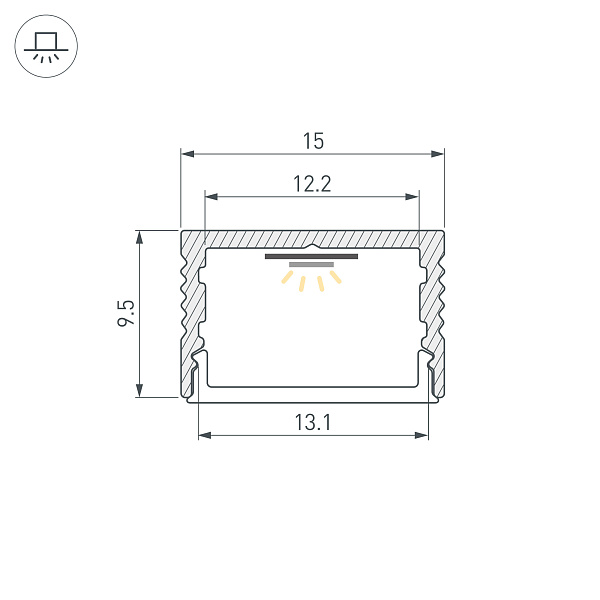 Профиль SL-SLIM15-H10-3000 ANOD (Arlight, Алюминий) Lednikoff