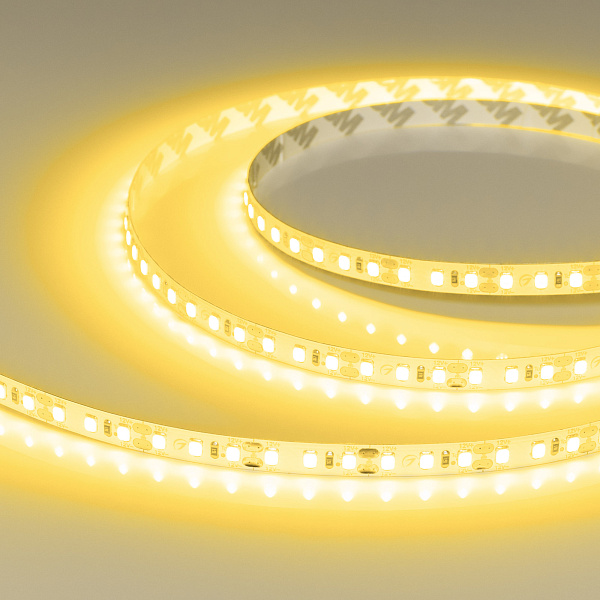 Светодиодная лента RT-A120-8mm 12V Yellow (9.6 W/m, IP20, 2835, 5m) (Arlight, 9.6 Вт/м, IP20) Lednikoff