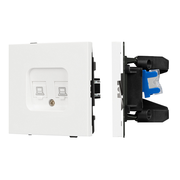 Механизм компьютерной розетки двойной SCT-TENDO-MPC2-SFPL-WH (RJ-45, CAT6) (Arlight, Матовый белый) Lednikoff