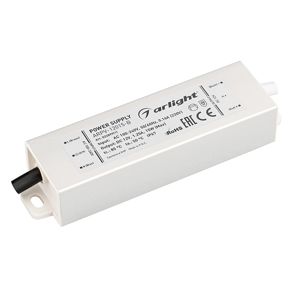 Блок питания ARPV-12015-B (12V, 1.3A, 15W) (Arlight, IP67 Металл, 3 года) Lednikoff