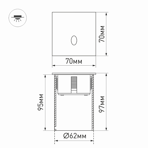 Светильник LT-GAP-S70x70-3W Warm3000 (BK, 30deg, 230V) (Arlight, IP65 Металл, 3 года) Lednikoff