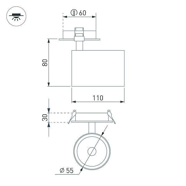 Светильник LGD-LUMOS-R55-9W Warm3000 (BK, 25 deg, 230V) (Arlight, IP20 Металл, 3 года) Lednikoff