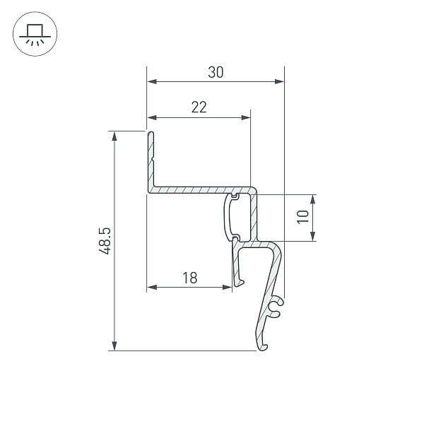 Профиль STRETCH-SHADOW-2000 BLACK (A2-CONTOUR-PRO) (Arlight, Алюминий) Lednikoff