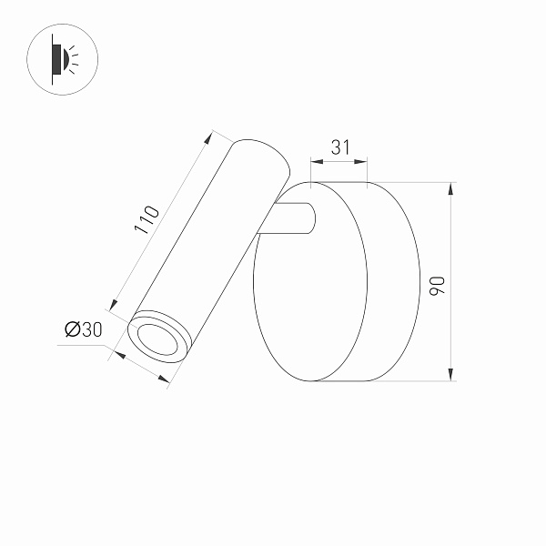 Светильник SP-BED-NB-R90-3W Warm3000 (BK, 20 deg, 230V) (Arlight, IP20 Металл, 3 года) Lednikoff