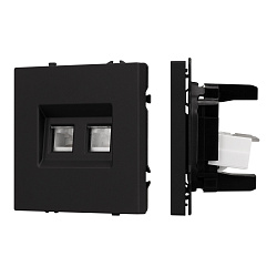 Механизм сдвоенной телефонной розетки SCT-NOBE-MTL2-SFPL-BK (RJ-11, 4C) (Arlight, Черный оникс)