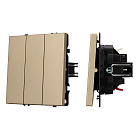 Механизм выключателя трехклавишный непроходной SWT-NOBE-MK03-SFPL-GD (230V, 10A) (Arlight, Золотой песок) Lednikoff