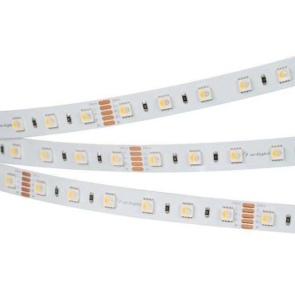 Светодиодная лента RT-B60-12mm 24V RGBW-Warm-4-in-1 (19.2 W/m, IP20, 5060, 5m) (Arlight, Открытый) Lednikoff