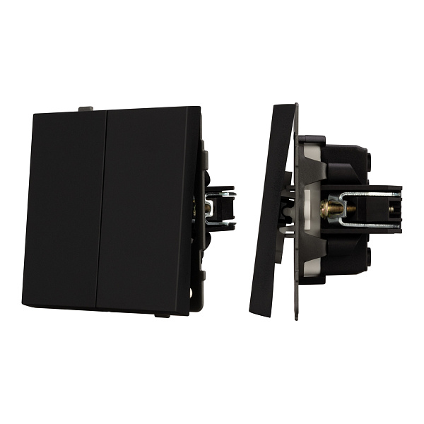 Механизм выключателя двухклавишный проходной SWT-TENDO-MKP2-SFPL-BK (230V, 10A) (Arlight, Матовый черный) Lednikoff