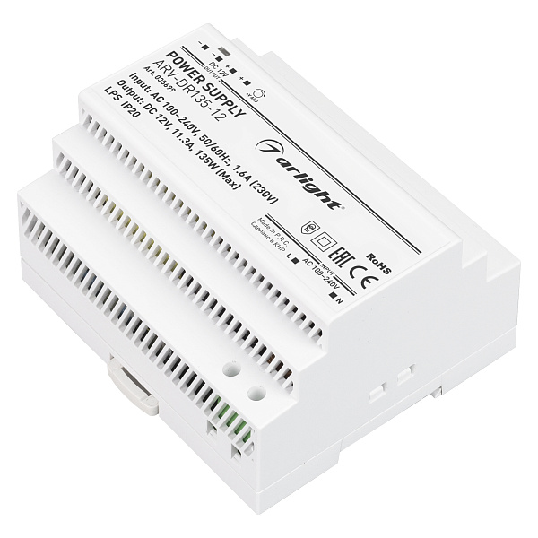 Блок питания ARV-DR135-12 (12V, 11.3A, 135W) (Arlight, IP20 DIN-рейка) Lednikoff