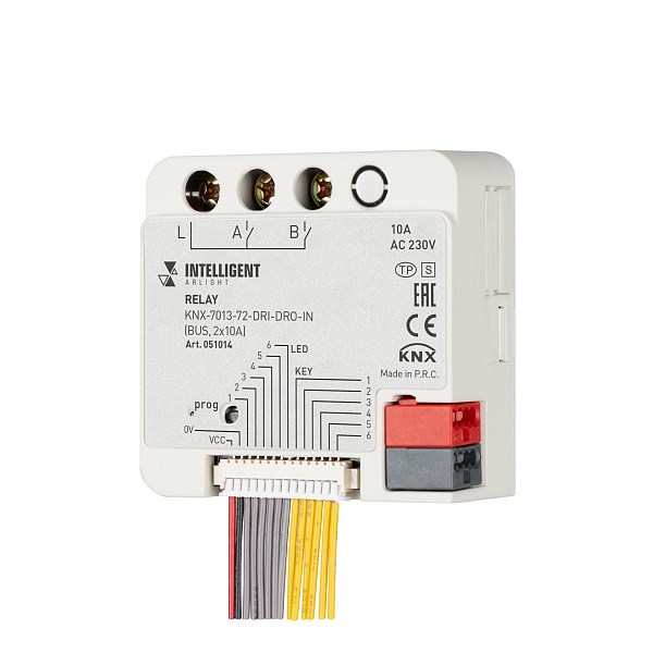 INTELLIGENT ARLIGHT Релейный модуль KNX-7013-72-DRI-DRO-IN (BUS, 2x10A) (IARL, IP20 Пластик, 2 года) Lednikoff
