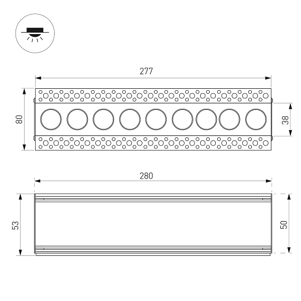 Светильник MS-ORIENT-BUILT-TRIMLESS-TC-S38x277-20W Day4000 (WH-BK, 30 deg, 230V) (Arlight, IP20 Металл, 5 лет) Lednikoff
